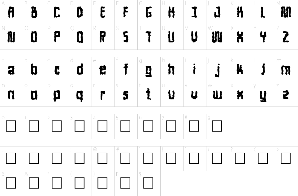 Character map of Decline Of Western Civilization Font