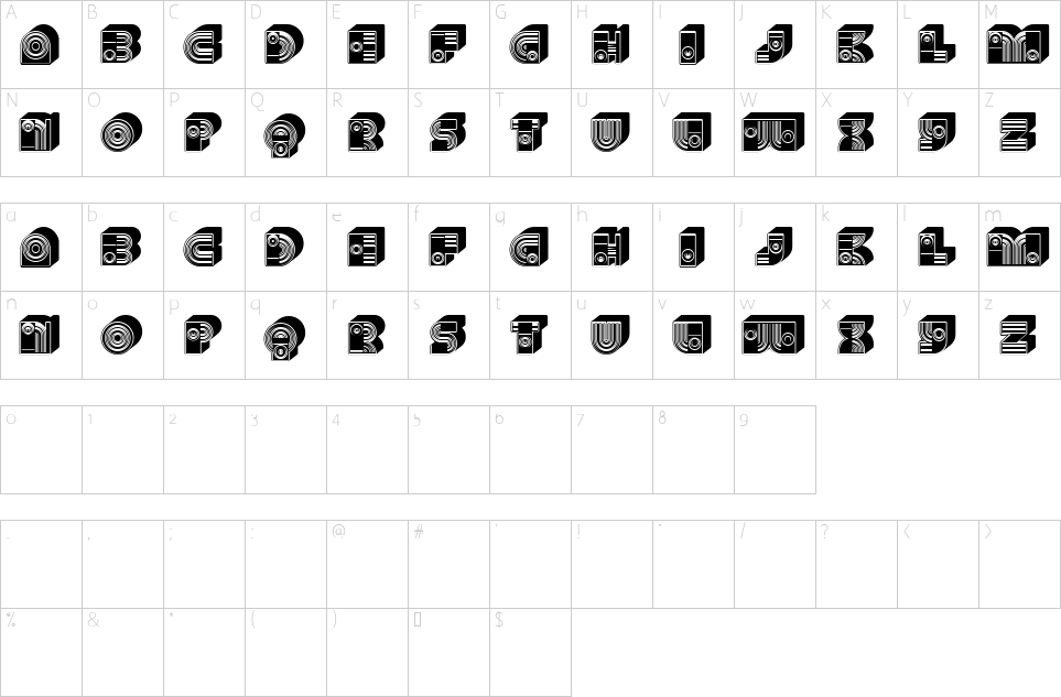 Character map of Fantasy Font