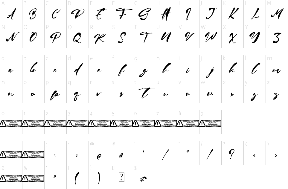 Character map of Jason Mary Font