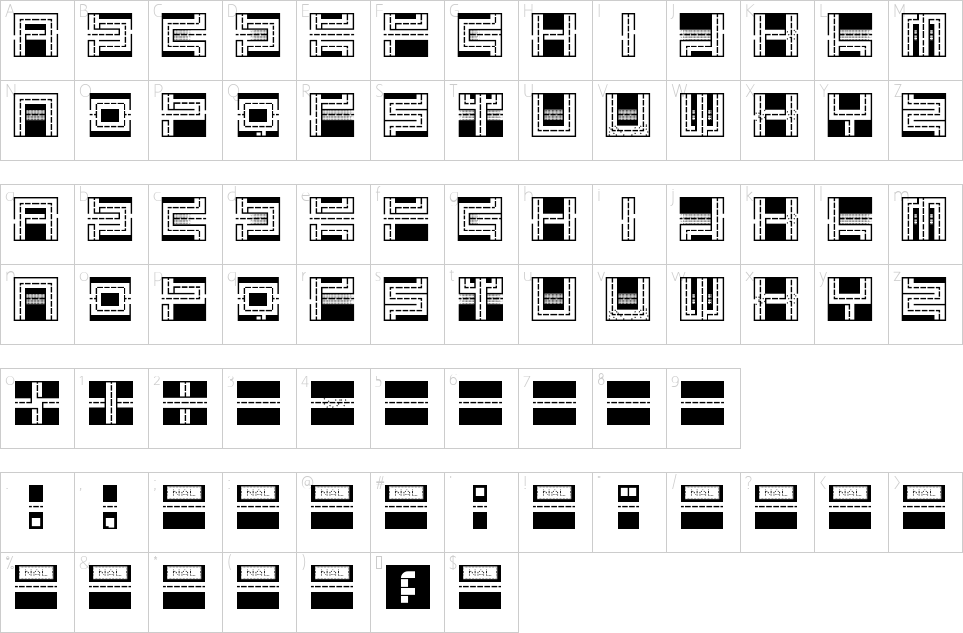 Character map of Melancholic Roadeo Font