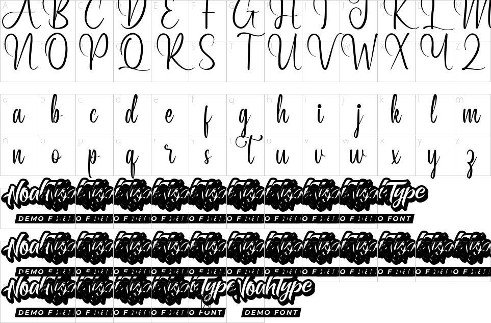 Character map of Heliolla Font