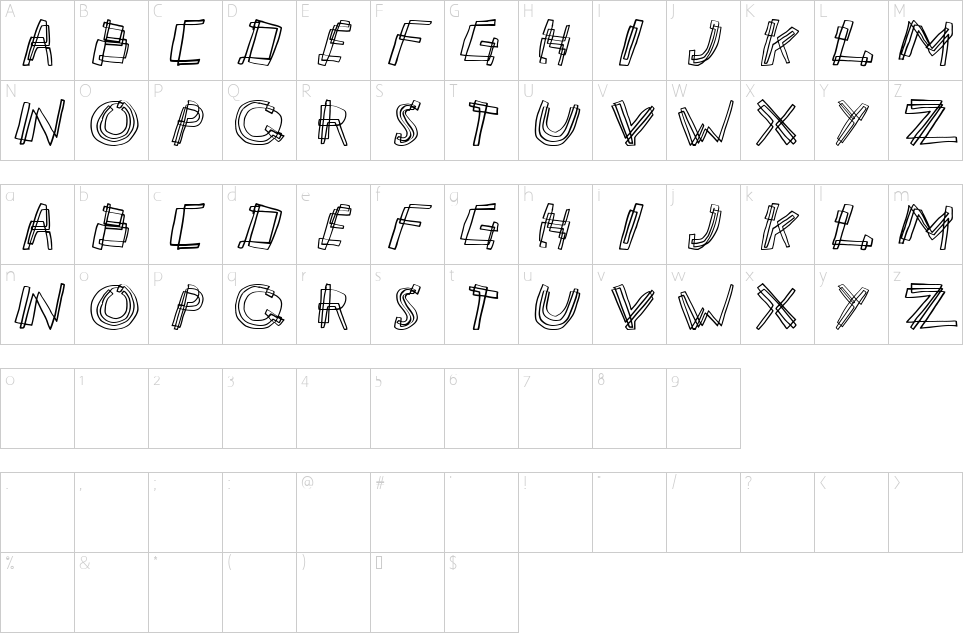 Character map of Party Line Font