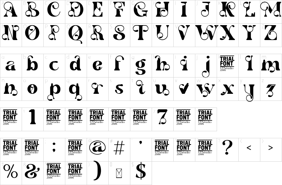 Character map of Festival Balaton Font