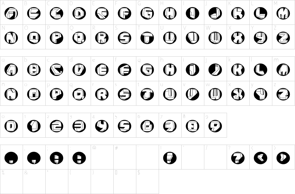 Character map of NeoPan Font
