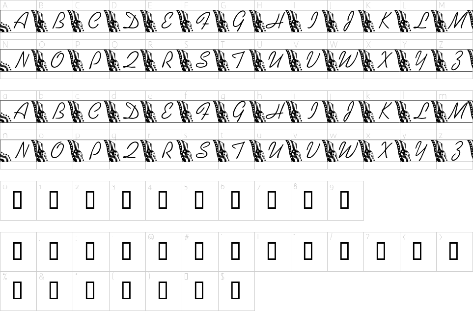 Character map of LMS Secured Nation Font