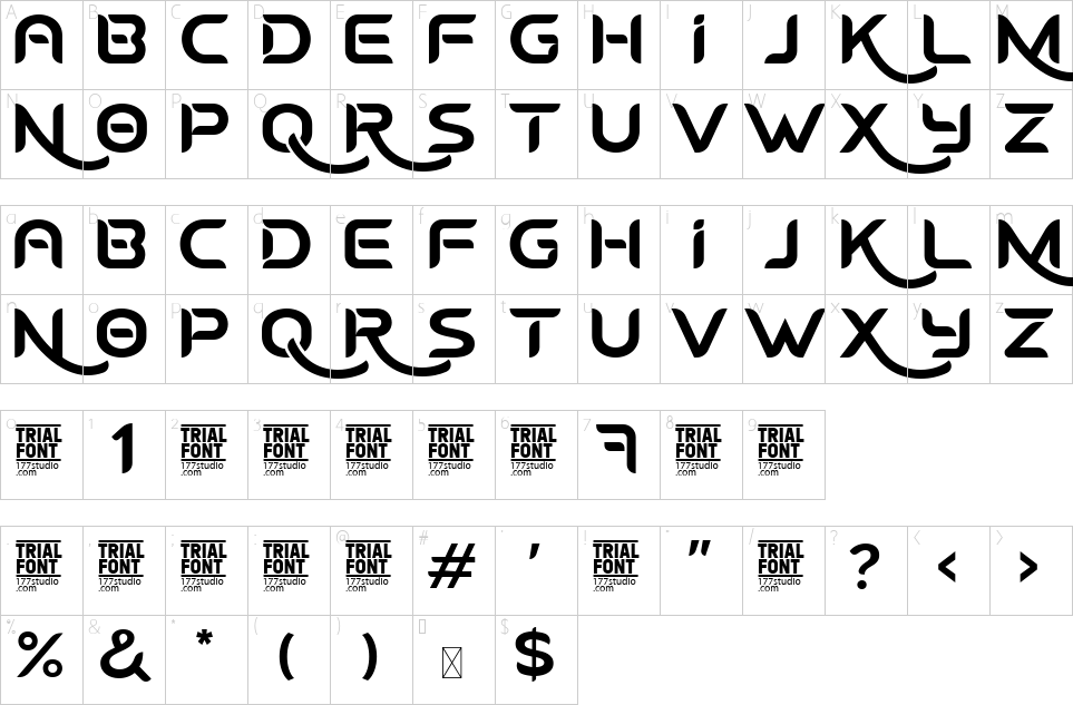 Character map of Keomot Unique Font