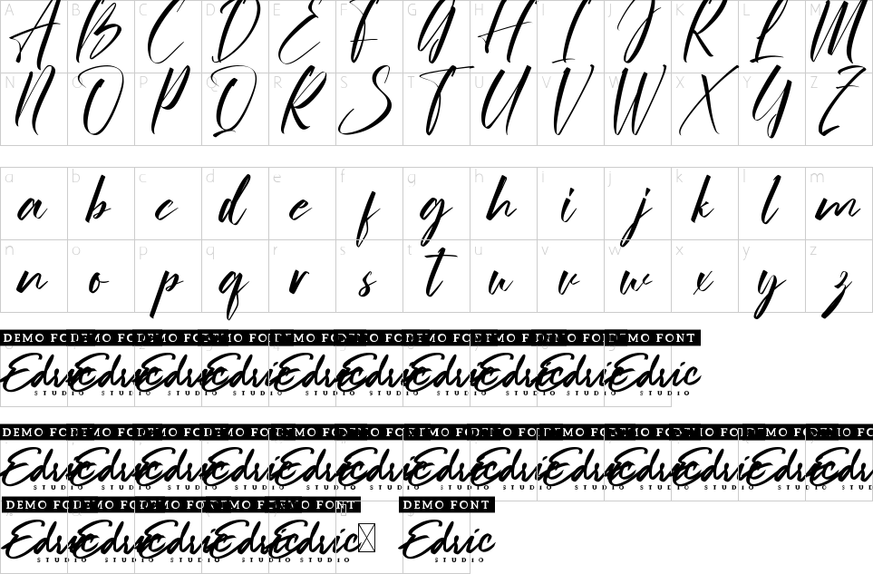 Character map of Ordinary Signature Font