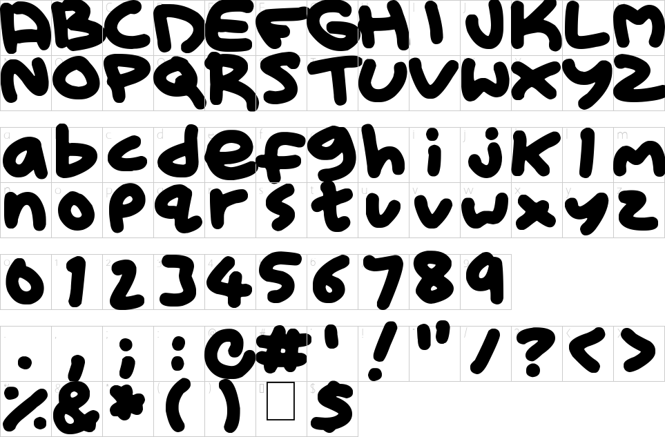 Character map of Kid Marker Font