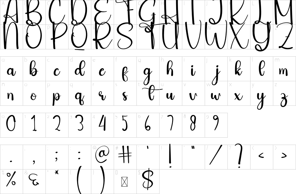 Character map of Happy Marriage Font