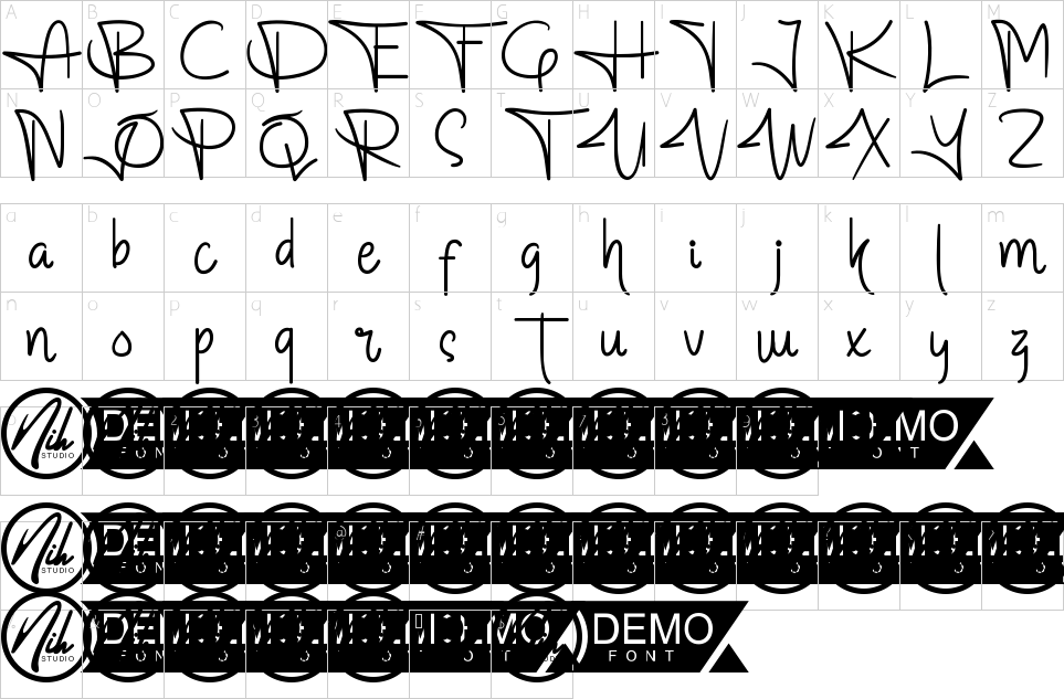 Character map of Marlinton Font