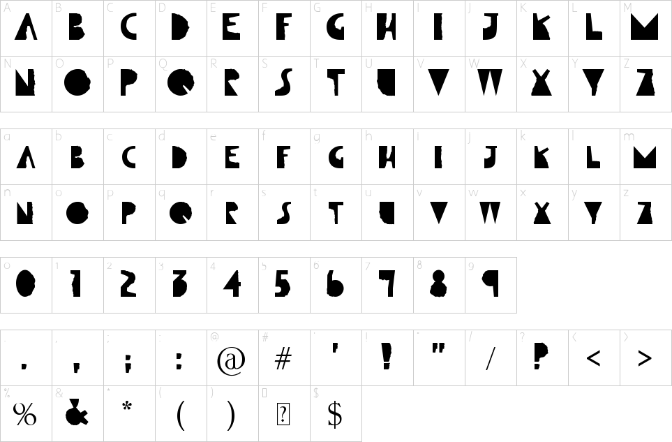 Character map of Qutntorn Font
