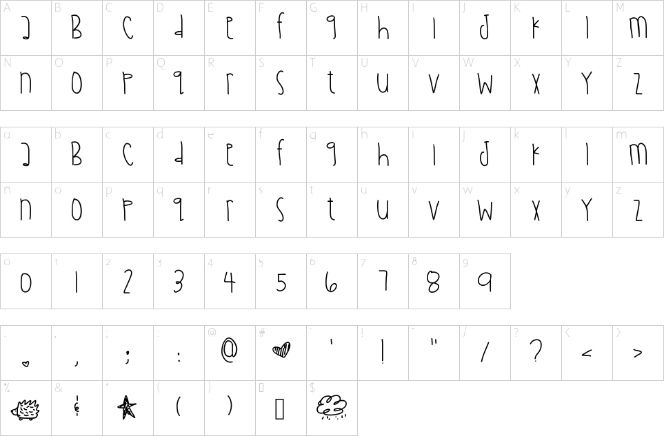 Character map of Diamond Awareness Font