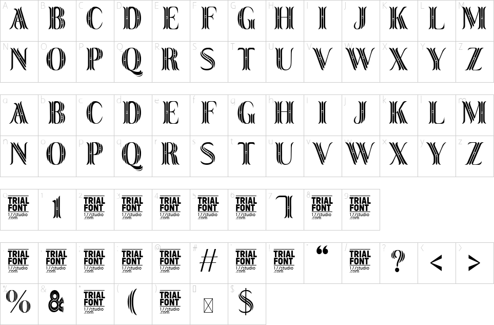 Character map of Quanda Font