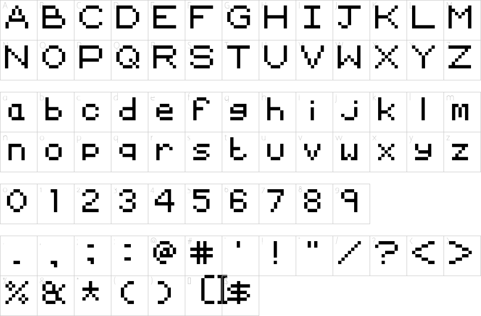 Character map of Old School Adventures Font