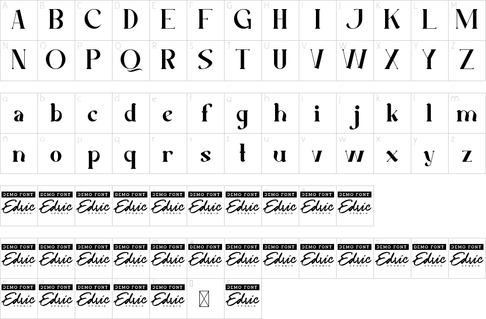 Character map of Goldy Ryder Font