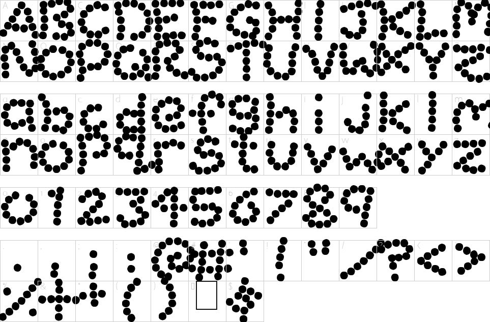 Character map of Bead Necklace Font