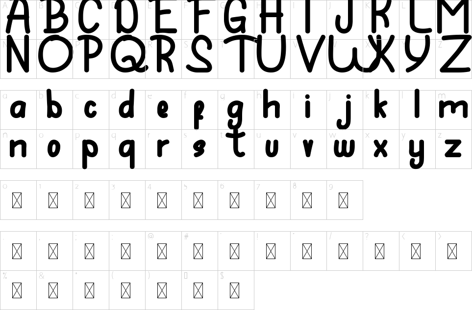 Character map of King Fruit Font