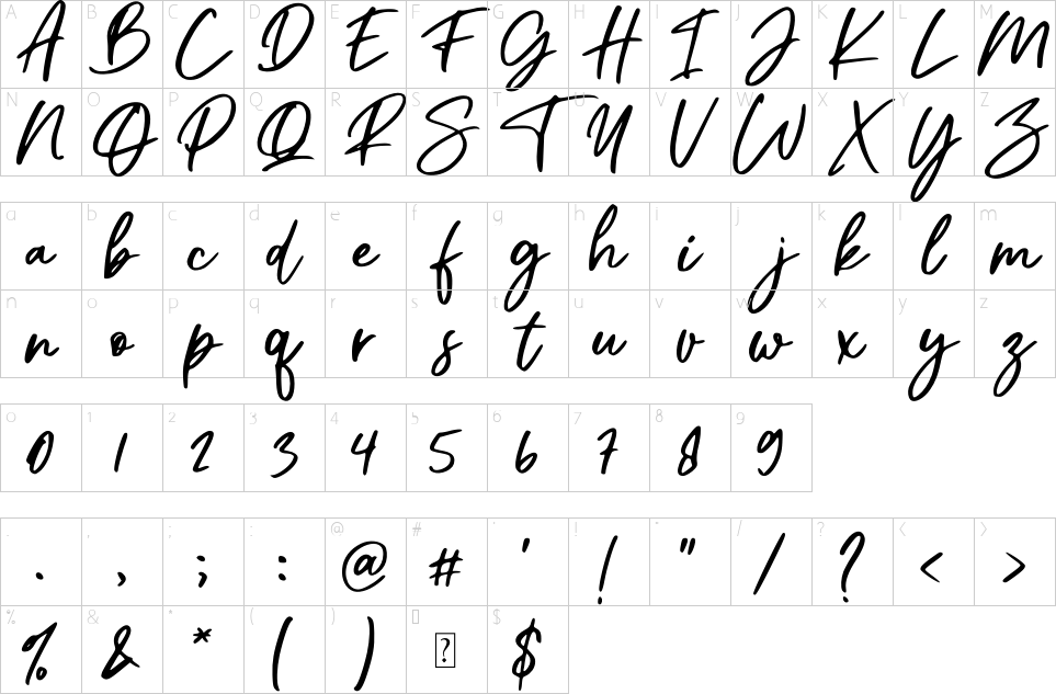 Character map of Christian Heedlay Font