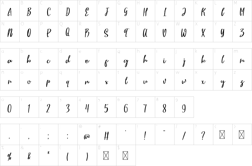 Character map of Parsley Font