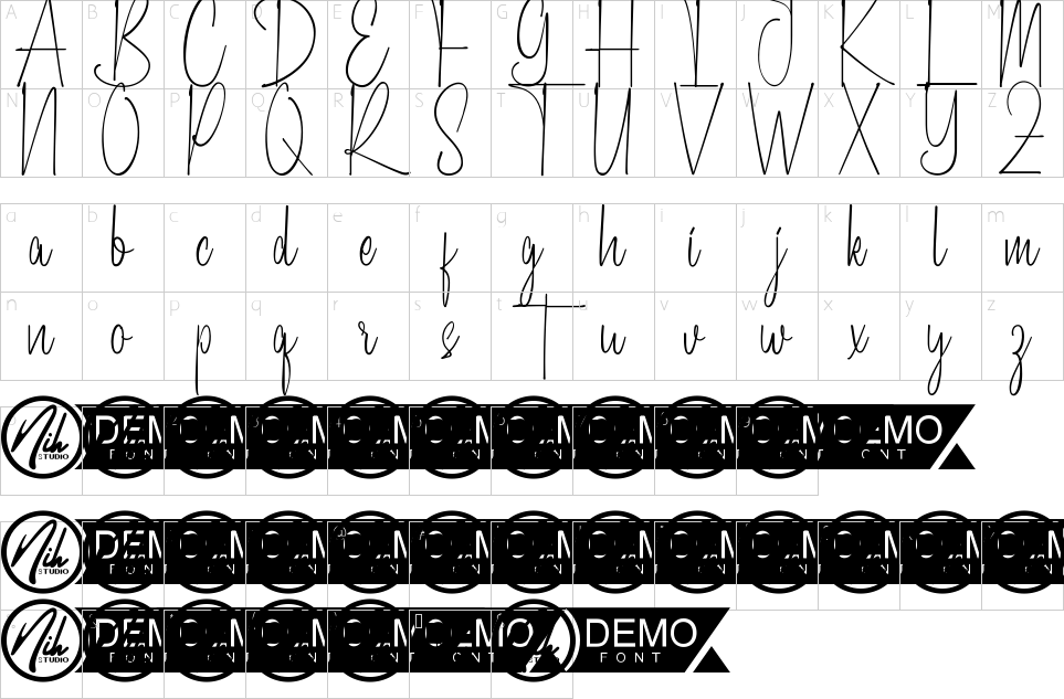 Character map of Bayfield Road Font