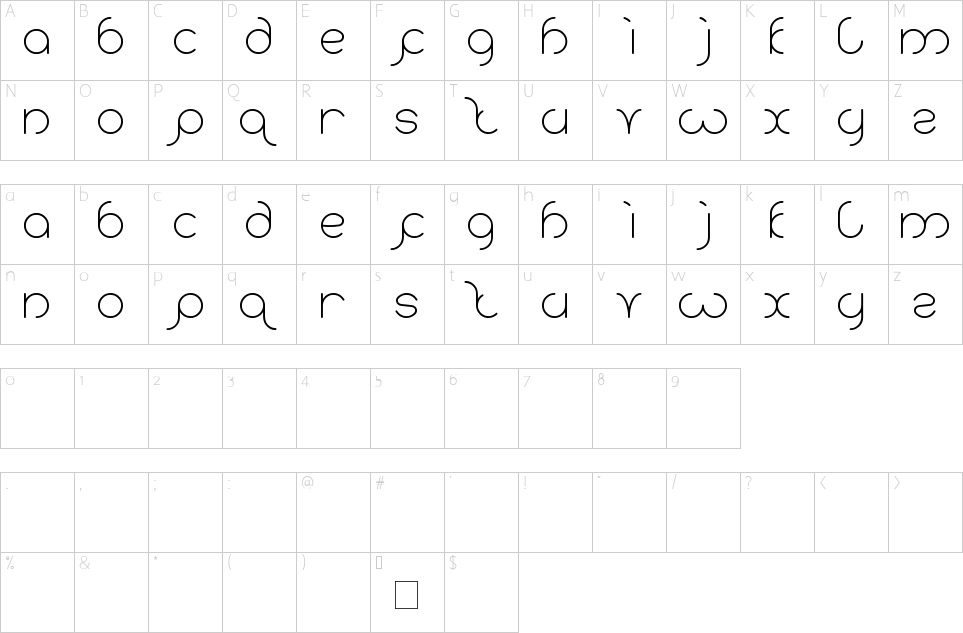 Character map of Karitza Font
