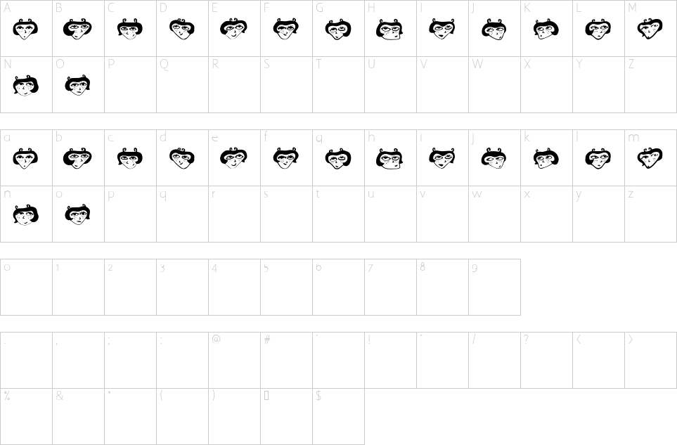 Character map of Anichka Font