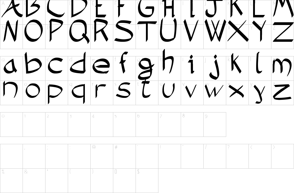 Character map of Demoniatibu Font