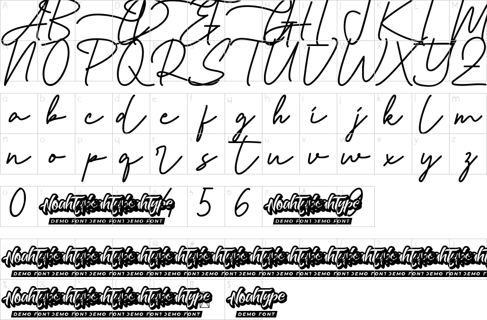 Character map of Camphill Font