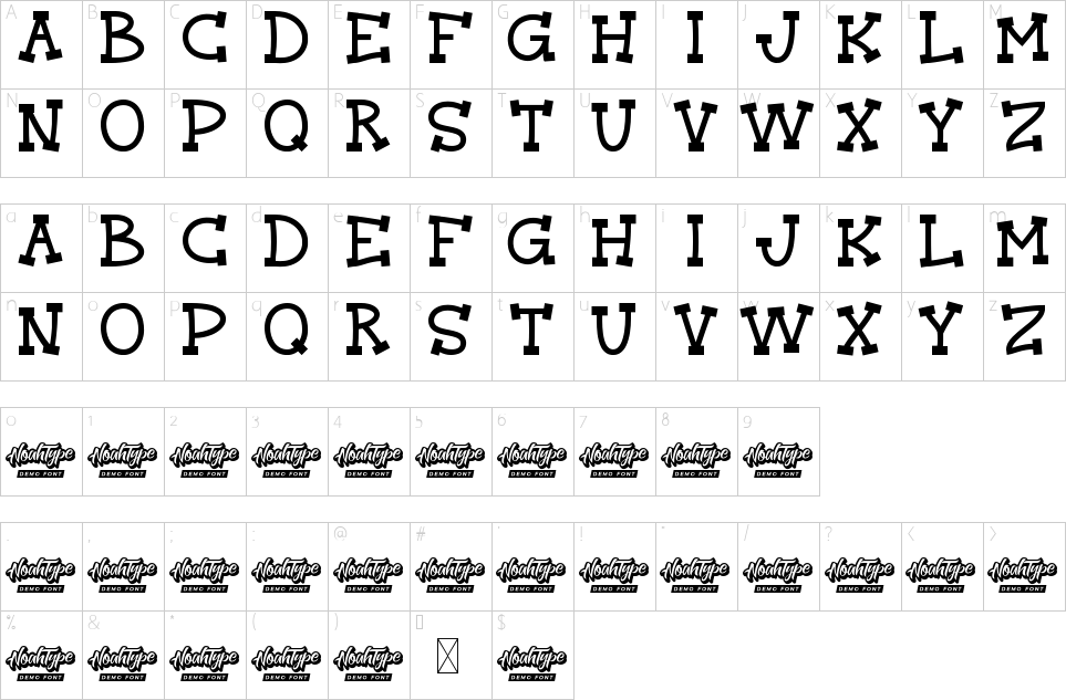 Character map of Marvin Pablo Font
