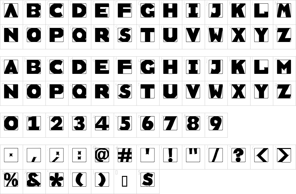 Character map of Remember Scribbled Type Font