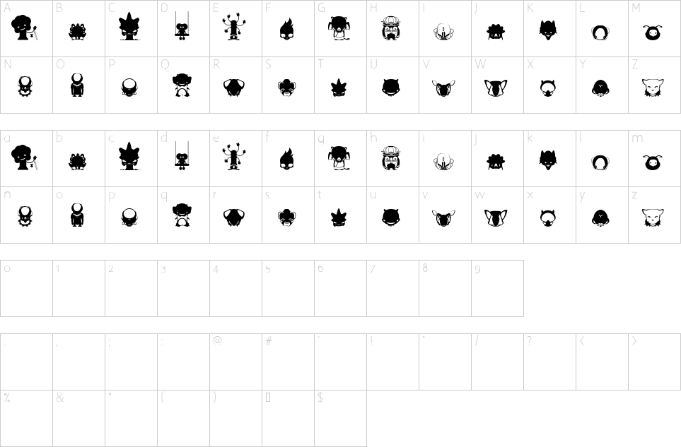 Character map of Pictoserie 5 Font