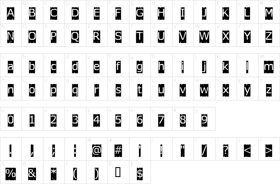 Character map of Tearoff Font