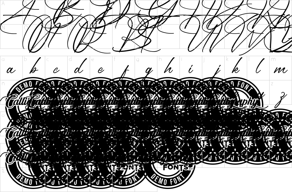 Character map of Glamour Line Font