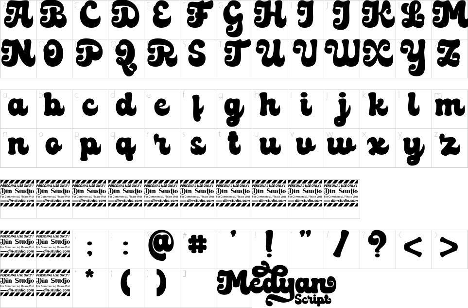 Character map of Medyan Script Font