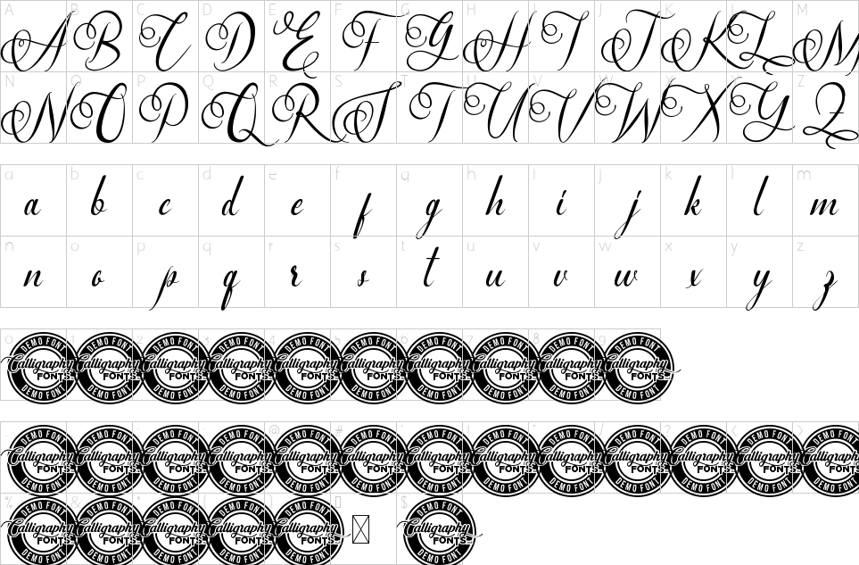 Character map of Georgina Font