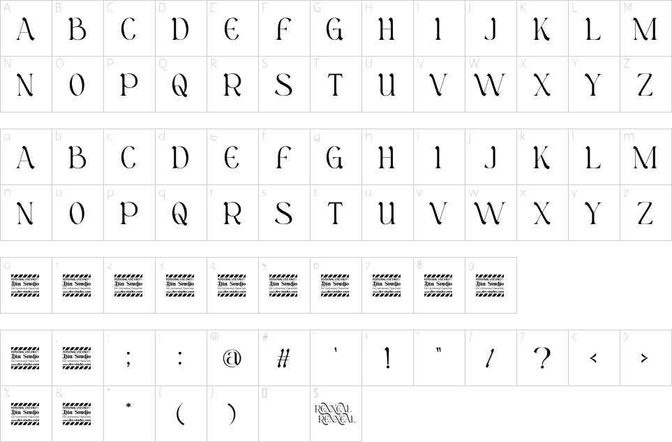 Character map of Renneal Font
