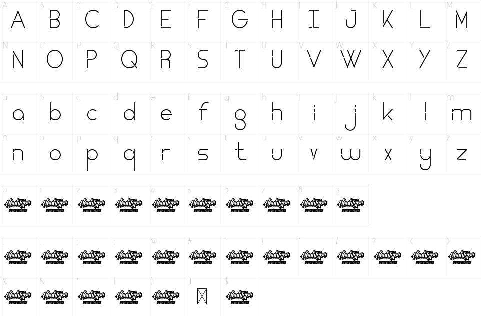 Character map of Kent Corner Font