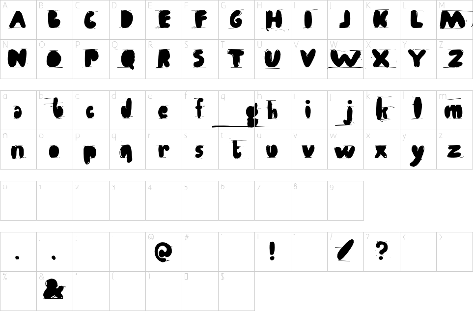 Character map of Antibalon Font