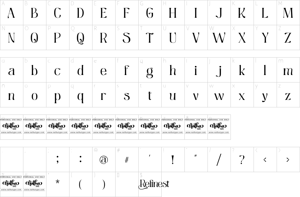 Character map of Refinest Font