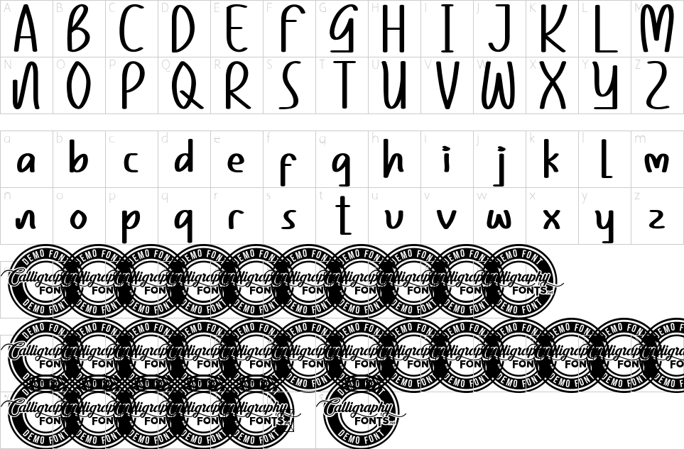 Character map of Grand Auto Font