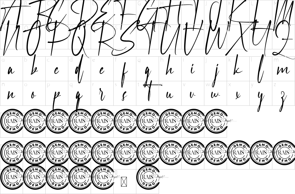 Character map of Chalmette Font