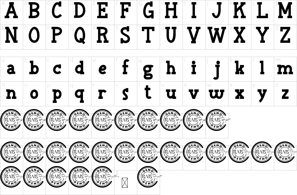 Character map of Adventure Land Font