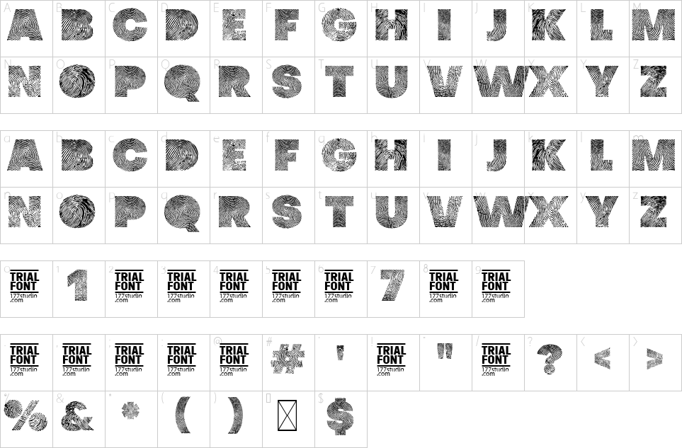 Character map of IDentify Font