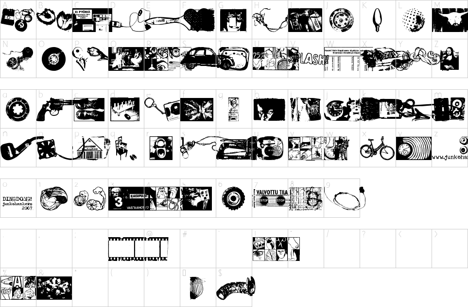 Character map of Dingdong Font