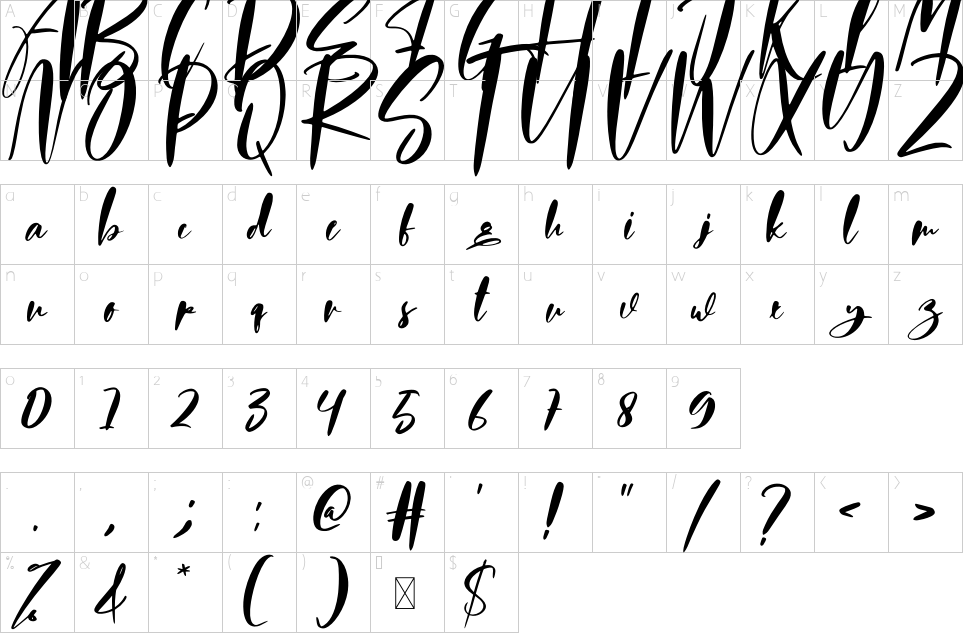 Character map of Photographer Font
