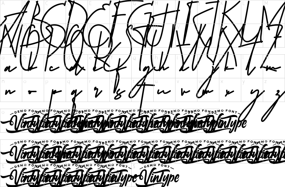 Character map of Audrey Wasley Font