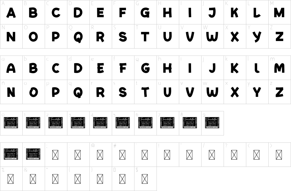 Character map of Gayeng Font