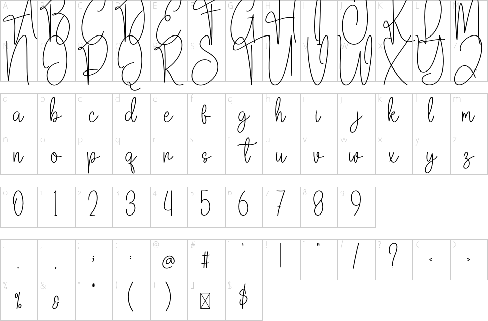 Character map of February Font