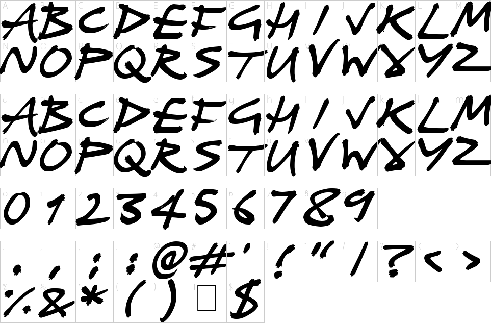 Character map of Pirate Plunder Font