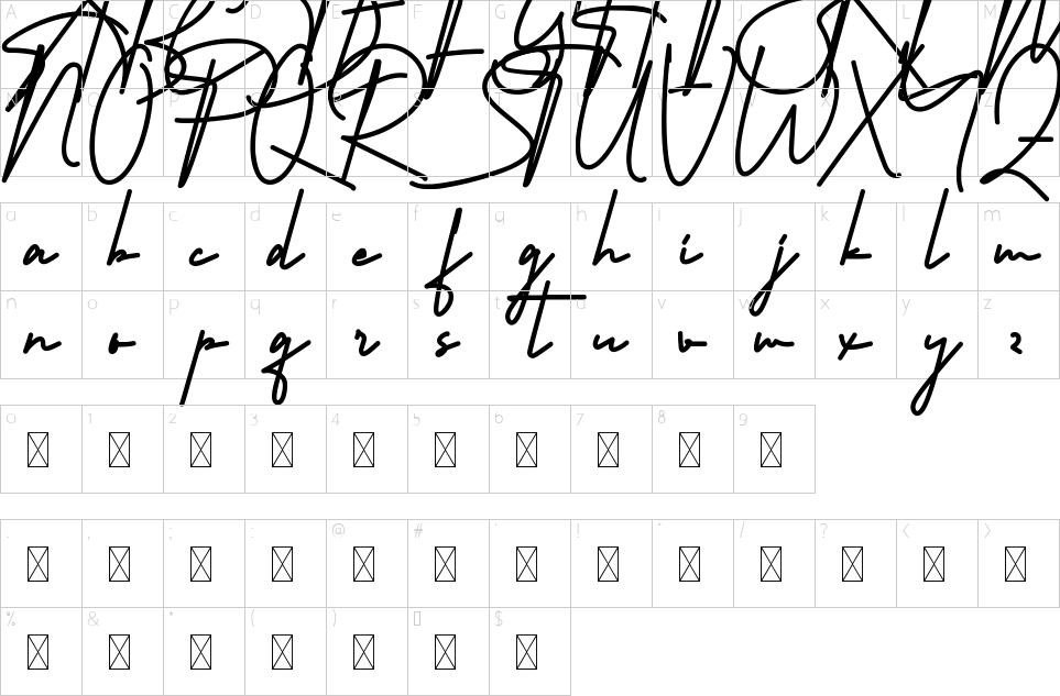 Character map of Regio Emilia Font